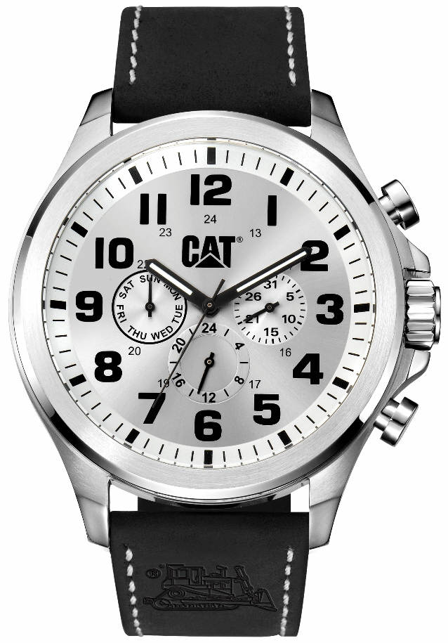 Men's CAT Caterpillar Operator Black Leather Strap Watch PU14934212