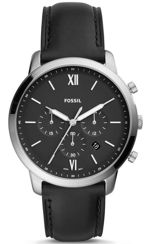 Men's Fossil Neutra Black Strap Leather Chronograph Watch FS5452
