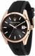 Men's Maserati Attrazione R8851151002 Black Dial Rose Gold Rubber Strap Watch