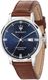 Men's Maserati Eleganza R8851130003 Quartz Blue Dial Steel Leather Strap Watch