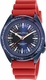 Men's Nautica Vintage Blue Dial 44mm Silicone Red Strap Watch NAPNVF305