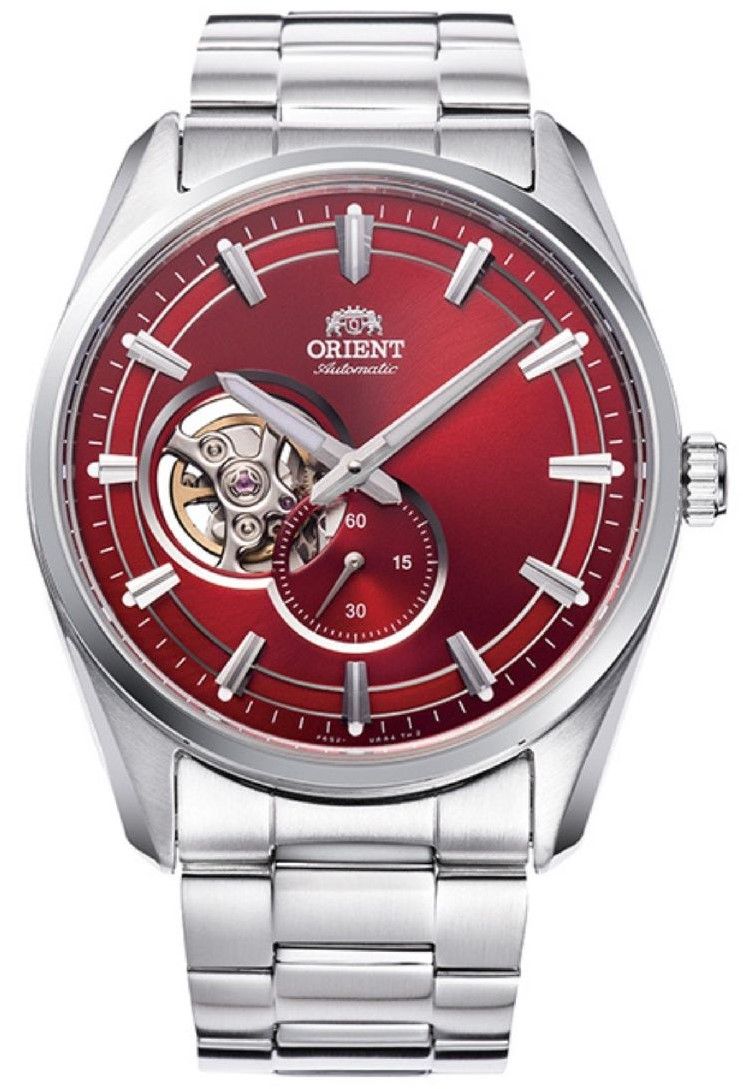 Men s Orient Semi Skeleton Automatic Red Dial Watch RA AR0010R10B