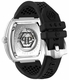 Men's Philipp Plein The Skeleton Silver Dial Silicone Band Watch PWBAA1423
