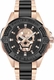 Men's Philipp Plein The Skull Two Tone Rose Gold And Black Steel Watch PWAAA3125