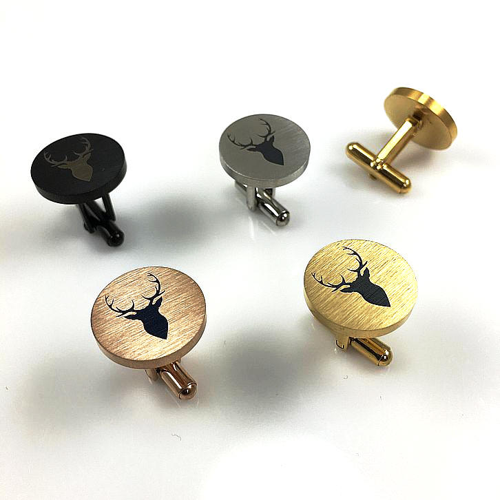 Stags Head Cufflinks Onyx Art - Gift Boxed Deer Hunting Cuff Links