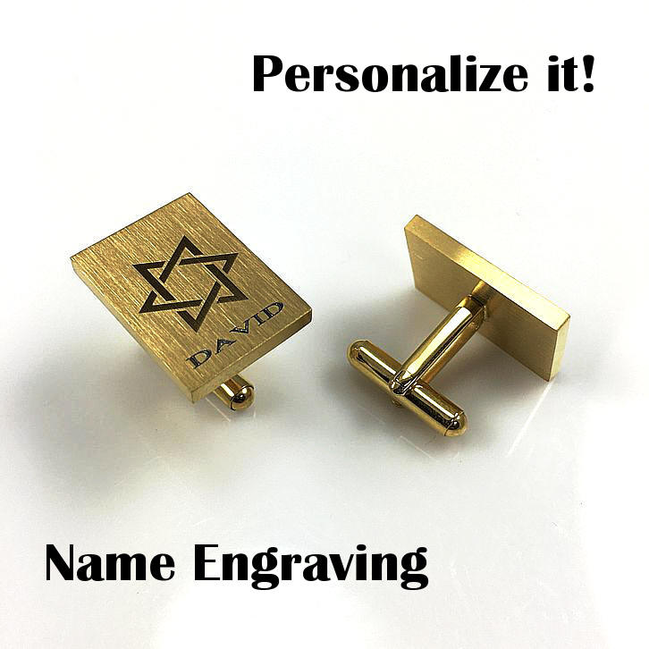 Mens Personalized Cufflinks Magen Star Of David Jewish Israel Name