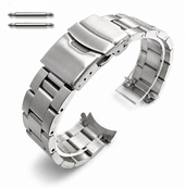 Metal 22mm Stainless Steel Oyster Style Replacement Curved End Watch Band #7015