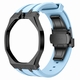 Metal Case And Strap For AP x Swatch Royal Pop - Black Steel Case Sky Blue Silicone Band - 12 O'clock Crown