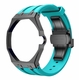 Metal Case And Strap For AP x Swatch Royal Pop - Black Steel Case Turquoise Aqua Blue Silicone Band - Side Crown