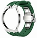 Metal Case And Strap For AP x Swatch Royal Pop - Silver Steel Case Green Silicone Band - 12 O'clock Crown