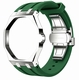 Metal Case And Strap For AP x Swatch Royal Pop - Silver Steel Case Green Silicone Band - Side Crown