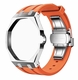 Metal Case And Strap For AP x Swatch Royal Pop - Silver Steel Case Orange Silicone Band - Side Crown
