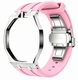 Metal Case And Strap For AP x Swatch Royal Pop - Silver Steel Case Pink Silicone Band - 12 O'clock Crown