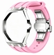 Metal Case And Strap For AP x Swatch Royal Pop - Silver Steel Case Pink Silicone Band - Side Crown