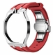 Metal Case And Strap For AP x Swatch Royal Pop - Silver Steel Case Red Silicone Band - 12 O'clock Crown