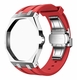 Metal Case And Strap For AP x Swatch Royal Pop - Silver Steel Case Red Silicone Band - Side Crown