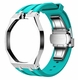 Metal Case And Strap For AP x Swatch Royal Pop - Silver Steel Case Turquoise Aqua Blue Silicone Band - 12 O'clock Crown