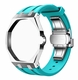 Metal Case And Strap For AP x Swatch Royal Pop - Silver Steel Case Turquoise Aqua Blue Silicone Band - Side Crown