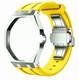 Metal Case And Strap For AP x Swatch Royal Pop - Silver Steel Case Yellow Silicone Band - Side Crown