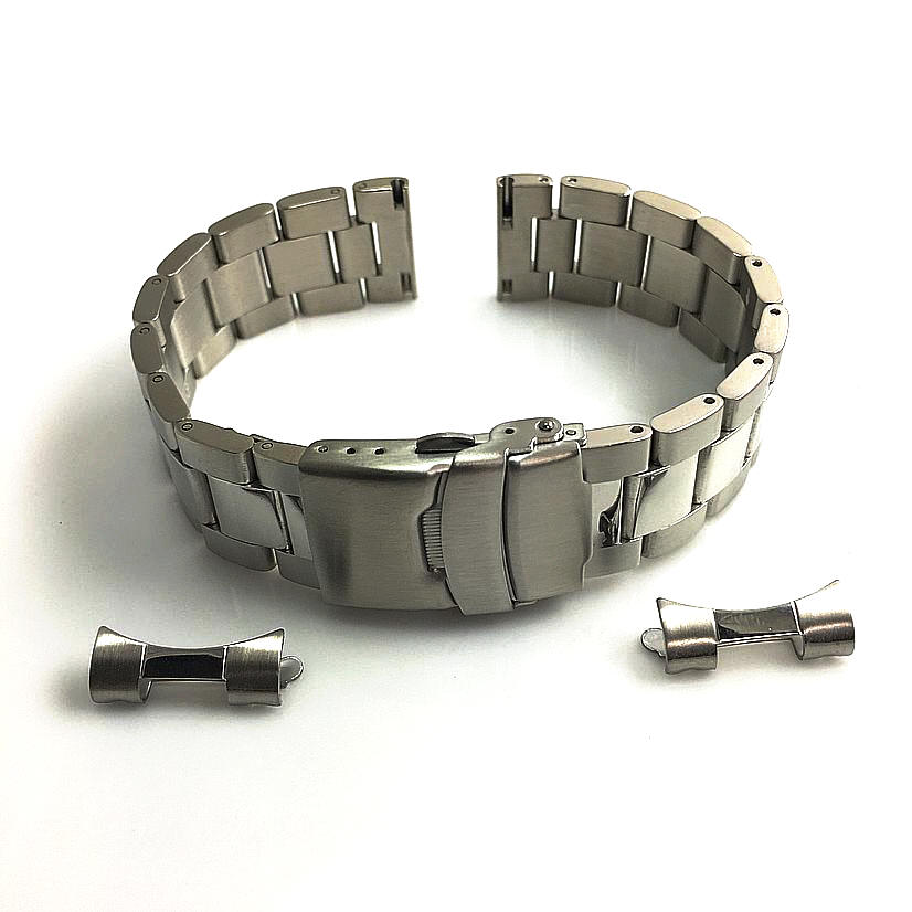 Timex Compatible Metal Steel Brushed Curved End Watch Band with 7011