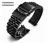 Metal Steel Jubilee Style Black Replacement  Curved End 20mm Watch Band #7002