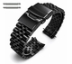 Metal Steel Jubilee Style Black Replacement  Curved End 21mm Watch Band #7002