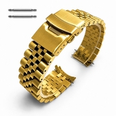 Metal Steel Jubilee Style Gold Tone Curved End Replacement 21mm Watch Band #7003