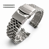 Metal Steel Jubilee Style Replacement Curved End 22mm Watch Band with #7001