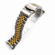 Metal Steel Jubilee Style Two Tone Replacement Curved End 19mm Watch Band #7005