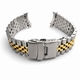 Metal Steel Jubilee Style Two Tone Replacement Curved End 19mm Watch Band #7005