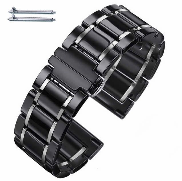 Michael Kors Compatible Black Ceramic Replacement Watch Band Quick Release 8001