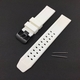 Michele Compatible Off White Rubber Silicone Replacement Watch Band Strap PVD Black Steel Buckle #4052