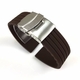 Tag Heuer Compatible Brown Rubber Silicone Watch Band Strap Double Locking Steel Buckle Clasp #4017