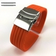Movado Compatible Orange Rubber Silicone Replacement Watch Band Strap Double Locking Steel Buckle #4013