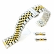 Hamilton Compatible Two Tone Metal Steel Jubilee Style Replacement Quick Release and Curved End Watch Band #7035