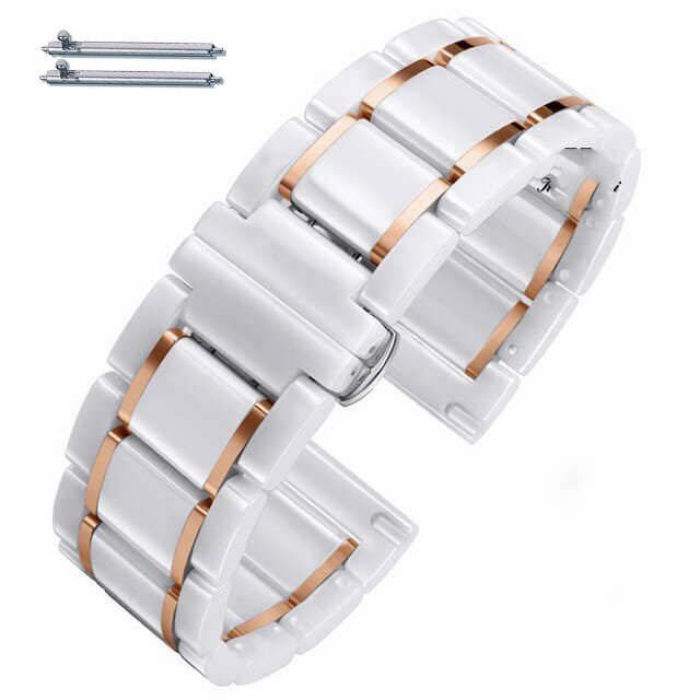 Movado Compatible White Ceramic Replacement Watch Band Rose Gold