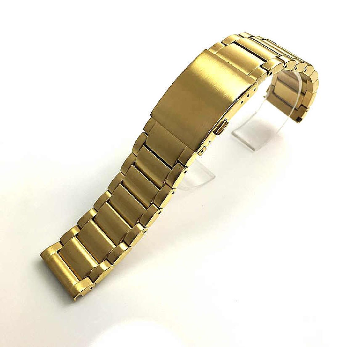 High Quality Solid Steel Gold Tone Brushed Metal Replacement Watch Band