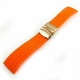Lacoste Compatible Orange Rubber Silicone Watch Band Strap Rose Gold Double Locking Clasp #4013RG