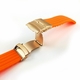 Lacoste Compatible Orange Rubber Silicone Watch Band Strap Rose Gold Double Locking Clasp #4013RG