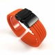 Lacoste Compatible Orange Rubber Silicone Watch Band Strap Double Locking Black PVD Steel Buckle #4014