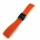 Lacoste Compatible Orange Rubber Silicone Watch Band Strap Double Locking Black PVD Steel Buckle #4014