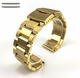 Orient Compatible Gold Stainless Steel Metal Bracelet Watch Band Strap Double Locking Clasp #5000G