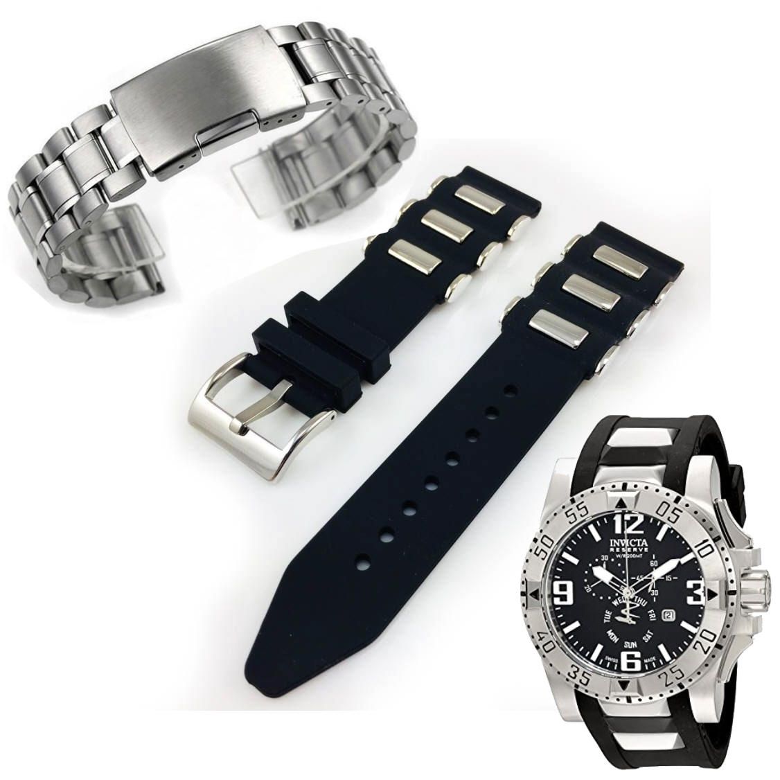 PACK OF 2 Replacement Watch Band Strap fits Invicta Reserve Excursion 18202