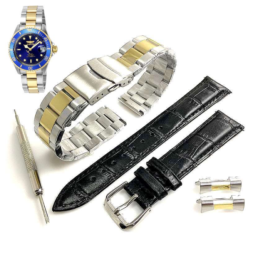 Pack of 2 Steel and Leather Replacement Watch Band Fits Invicta Pro