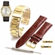 Pack of 2 Steel Bracelet & Leather Gold Replacement Watch Band For Bulova 97C106