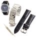 Pack of 2 Steel Bracelet & Leather Replacement Watch Band Fits Bulova 96B158