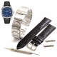 Pack of 2 Steel Bracelet & Leather Replacement Watch Band Fits Bulova 96B257
