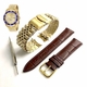 Pack of 2 Steel Leather Gold Replacement Watch Band Fits Invicta Pro Diver 29185