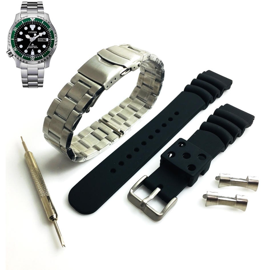 Pack of Steel & Silicone Replacement watch band For Citizen Promaster