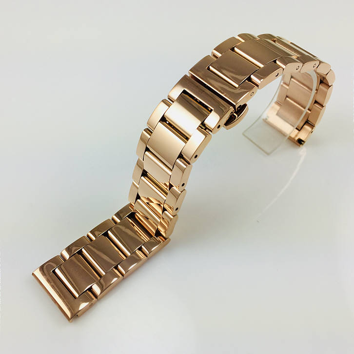 Polished Rose Gold Stainless Steel Watch Band 501318